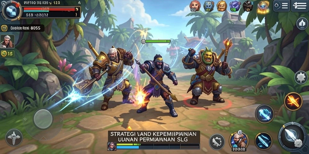 Screenshot utama menampilkan aksi seru dalam gameplay SLG.