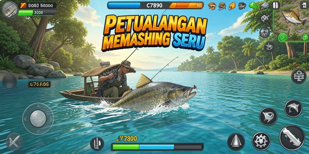Tangkapan ikan besar dalam gameplay C7890 yang menantang.