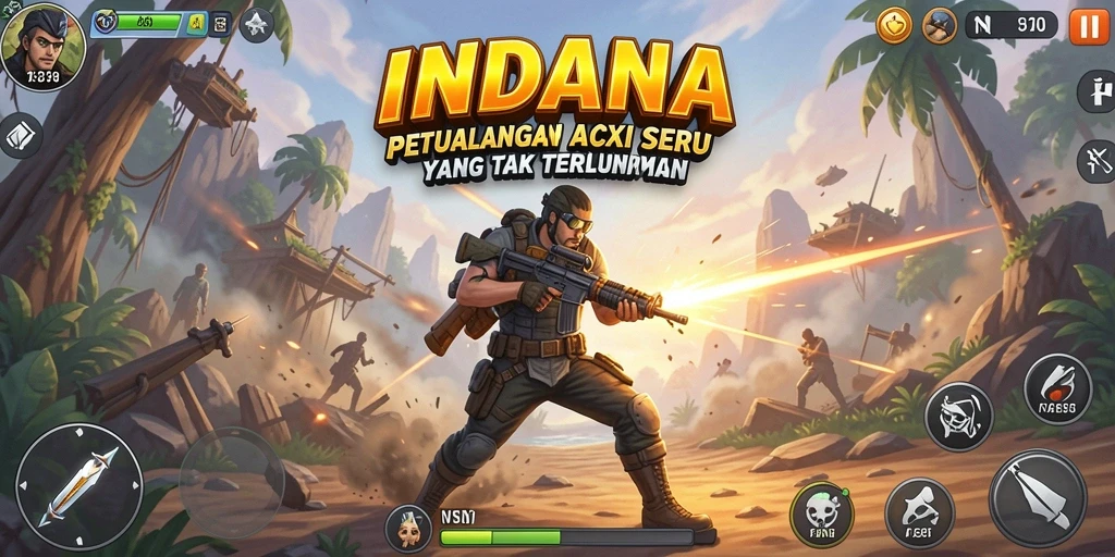Tampilan gameplay seru INDAAA yang menampilkan aksi mendebarkan.