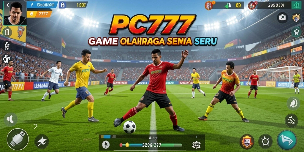 Screenshot utama <strong>PC777</strong> menampilkan aksi pertandingan sepak bola yang mendebarkan.