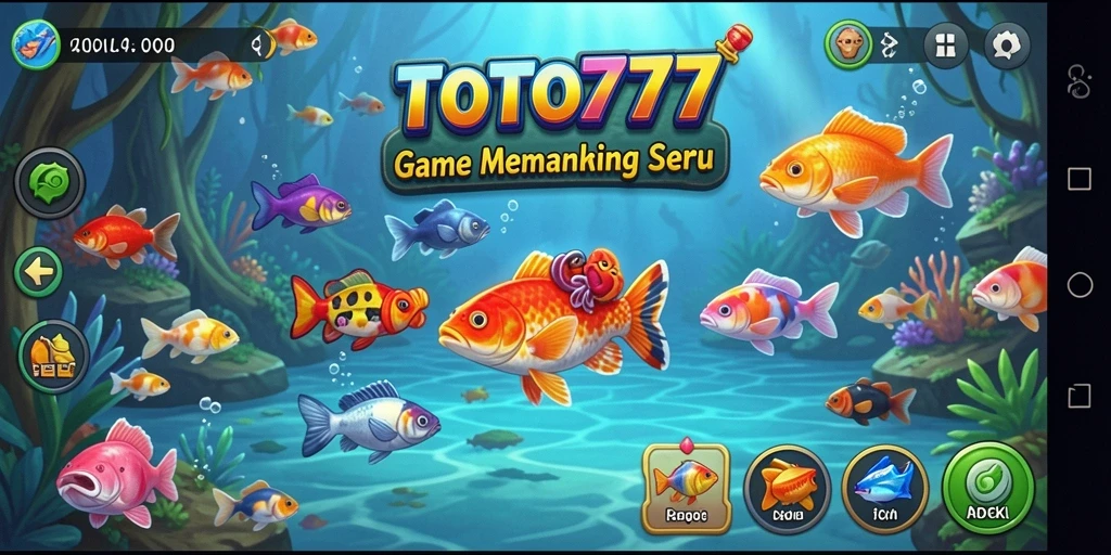 Screenshot gameplay TOTO777 menampilkan aksi seru memancing di lautan.
